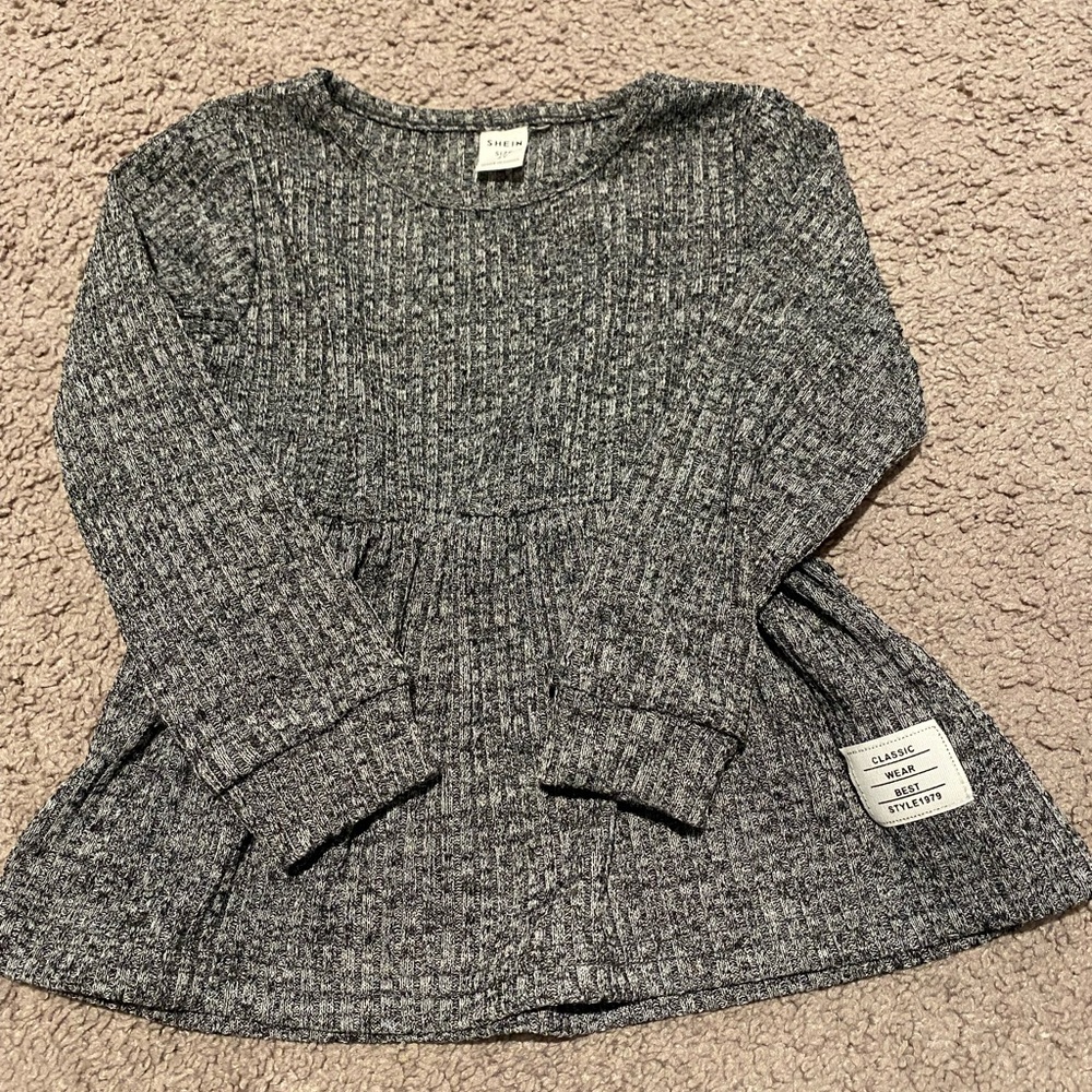 🩶 Girls Toddler Gray Peplum long sleeve Top